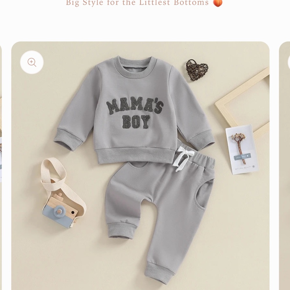 Gray Baby Sweatpants Set “mama’s boy” with extra pair of pants